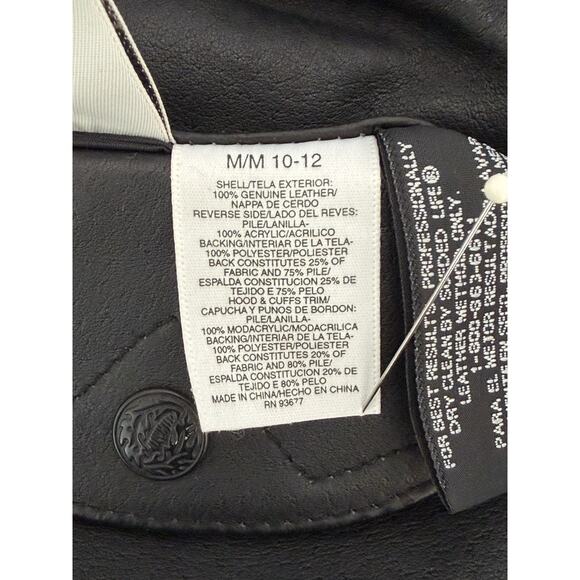 New Moves Black Reversible Faux Fur & Leather Jacket Girls Size Medium 10/12 - Picture 9 of 12